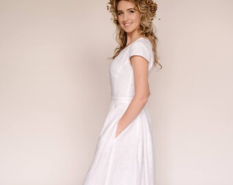 Long White Casual Wedding Dress